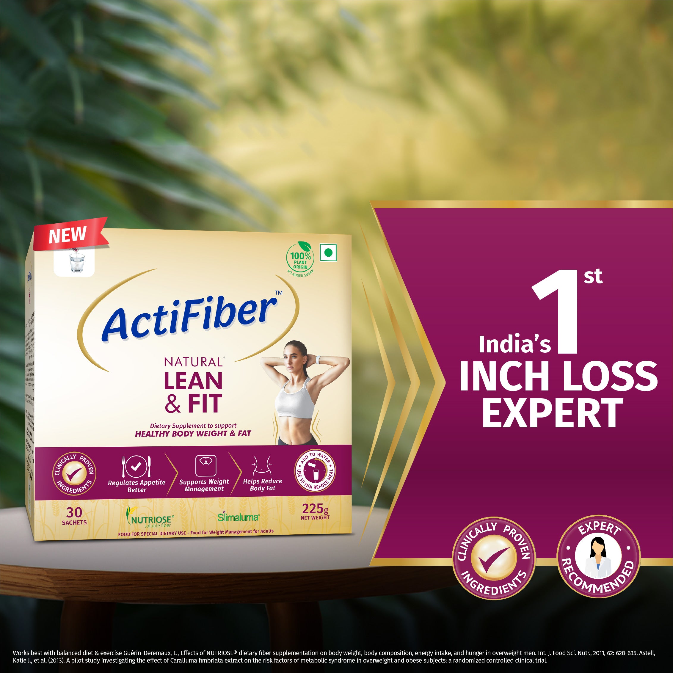 ActiFiber Natural Lean & Fit | Inch Loss Expert | Weight Loss & Fat Loss Supplement for Men & Women | Fat Loss from Stomach, Thigh, Hip | 100% Plant Origin & Safe | Expert Recommended | Clinically Proven Health Benefits