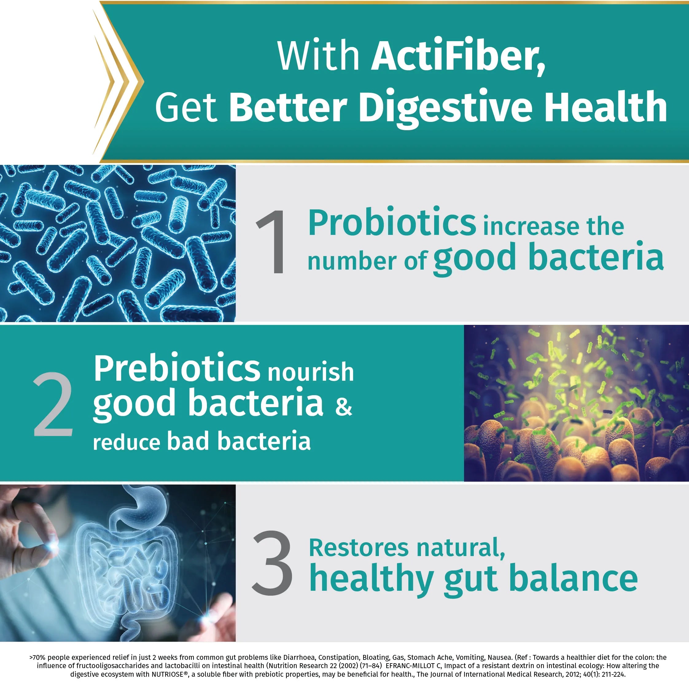 Actifiber Natural Gut Strength | Prebiotic & Probiotic Supplement | Better Digestive Health | For Gas, Constipation, Bloating, Stomach Upsets |Clinically Proven, Clean | Easy to Use (241 Gms Pack, 30 Sachets)
