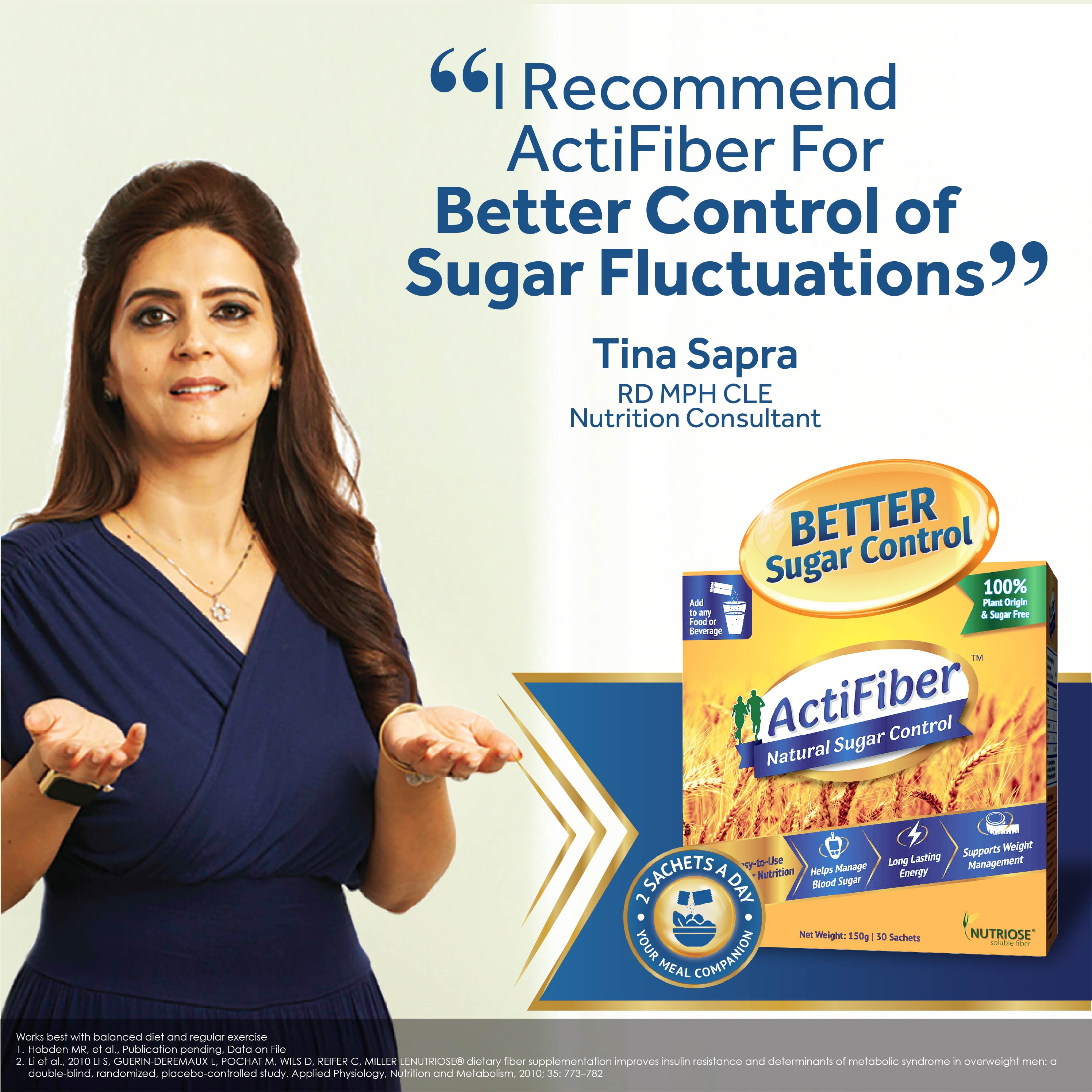 ActiFiber Natural Sugar Control | Better Control of Blood Sugar Fluctuations| 100% Plant Origin & Safe | | Expert Recommended | Clinically Proven | Easy to Use