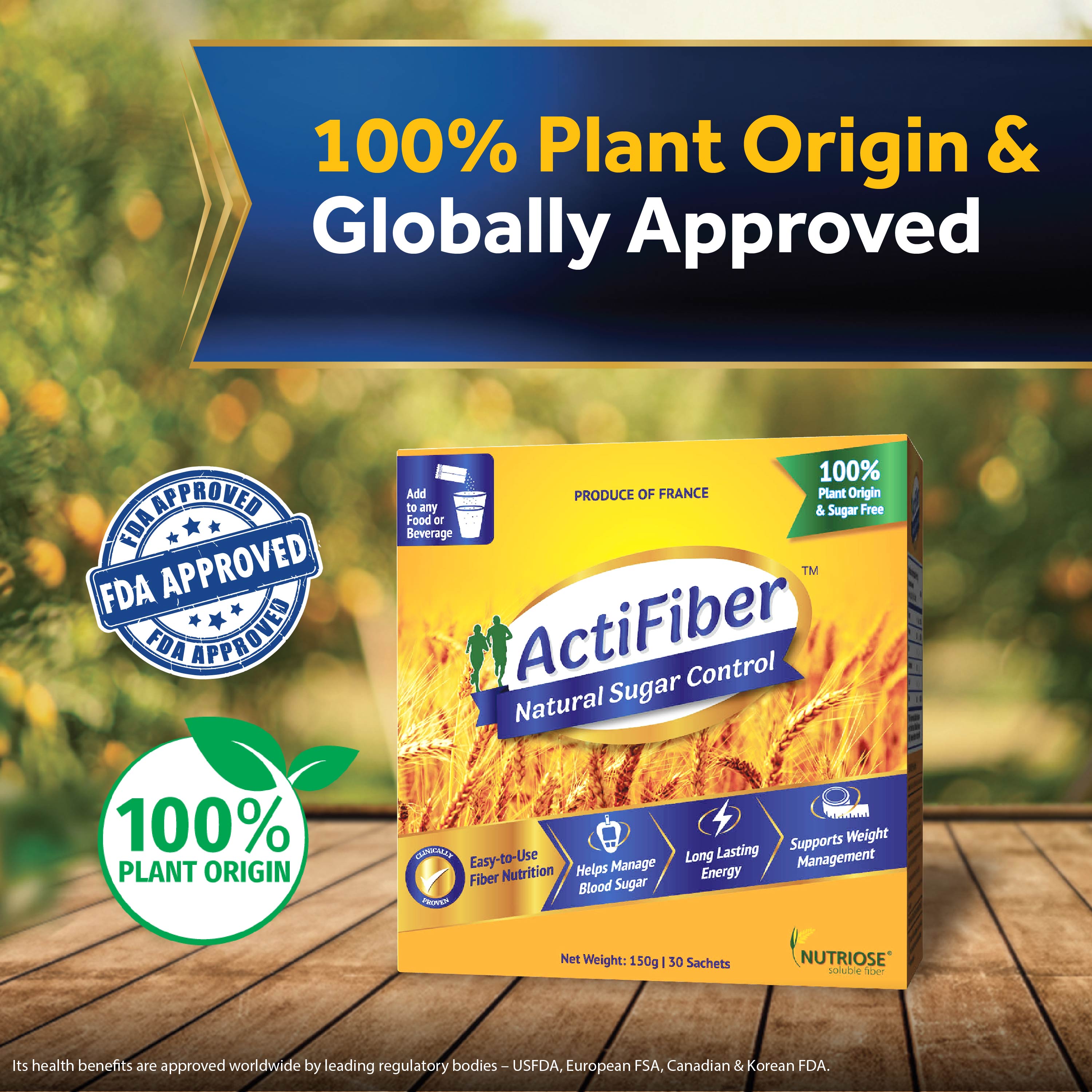 ActiFiber Natural Sugar Control | Better Control of Blood Sugar Fluctuations| 100% Plant Origin & Safe | | Expert Recommended | Clinically Proven | Easy to Use