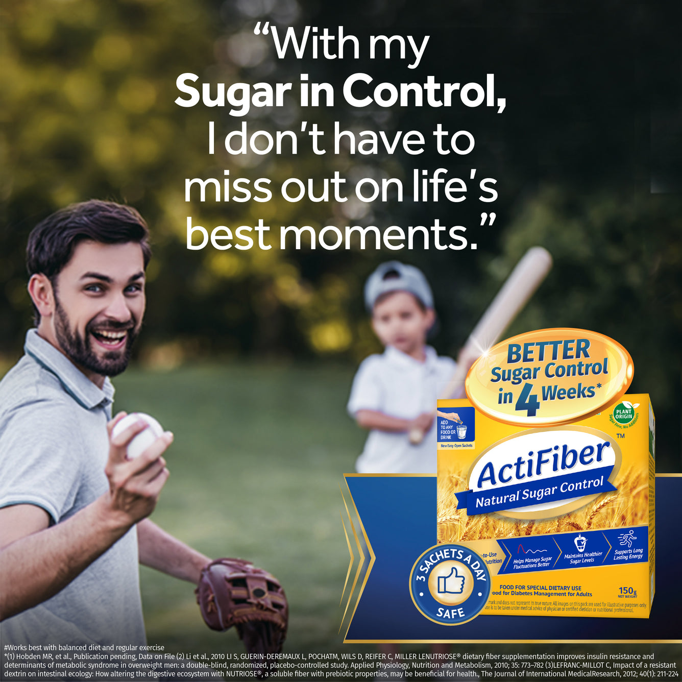ActiFiber Sugar Control | Food for Special Dietary Use for Diabetes Management | Manage Blood Sugar Fluctuations Better | Clinically Proven | Plant Origin | Easy to Use (150 Gms Pack, 30 Sachets)