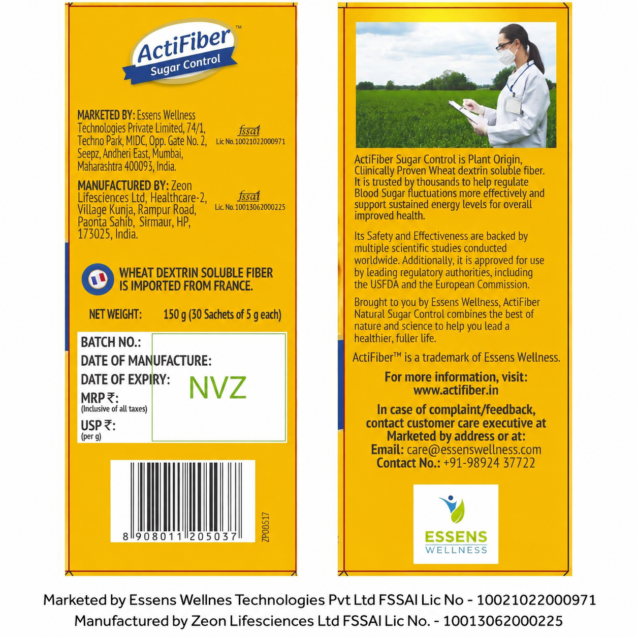 ActiFiber Sugar Control | Food for Special Dietary Use for Diabetes Management | Manage Blood Sugar Fluctuations Better | Clinically Proven | Plant Origin | Easy to Use (150 Gms Pack, 30 Sachets)