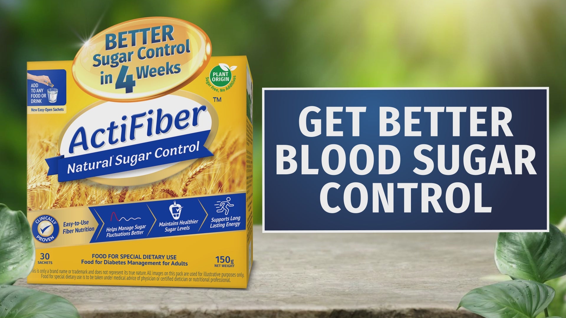 ActiFiber Natural Sugar Control | Food for Special Dietary Use for Diabetes Management | Manage Blood Sugar Fluctuations Better | Clinically Proven | Plant Origin | Easy to Use (150 Gms Pack, 30 Sachets)